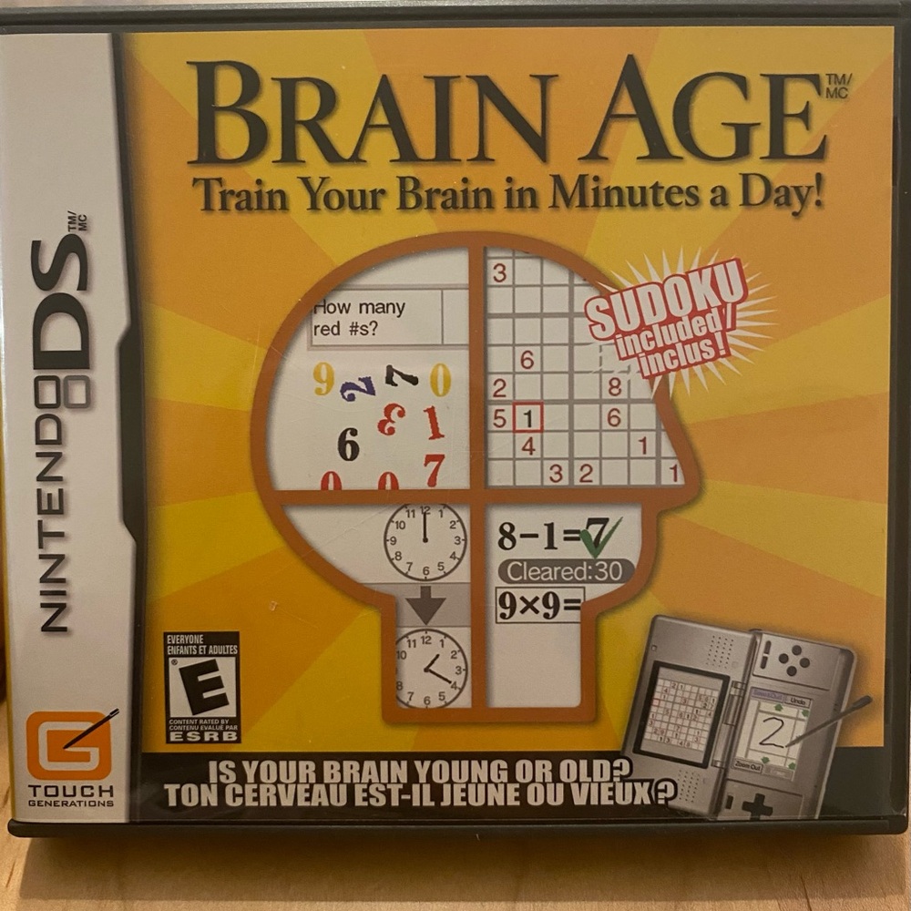 Nintendo DS - Brain Age Game, Excellent Condition, Summer, Leisure, Rainy Days,